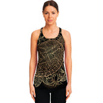 Black And Gold Sea Turtle Print Women's Racerback Tank Top