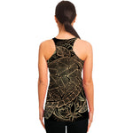 Black And Gold Sea Turtle Print Women's Racerback Tank Top