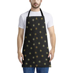 Black And Gold Snowflake Pattern Print Apron