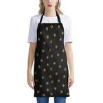 Black And Gold Snowflake Pattern Print Apron