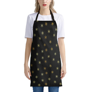 Black And Gold Snowflake Pattern Print Apron