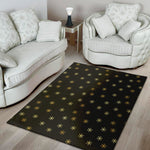 Black And Gold Snowflake Pattern Print Area Rug