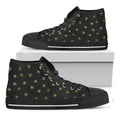 Black And Gold Snowflake Pattern Print Black High Top Sneakers