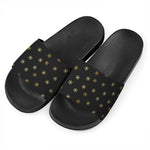 Black And Gold Snowflake Pattern Print Black Slide Sandals