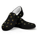 Black And Gold Snowflake Pattern Print Black Slip On Sneakers