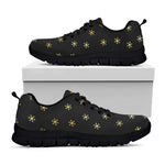 Black And Gold Snowflake Pattern Print Black Sneakers