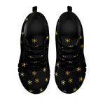 Black And Gold Snowflake Pattern Print Black Sneakers
