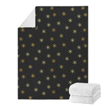 Black And Gold Snowflake Pattern Print Blanket