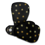 Black And Gold Snowflake Pattern Print Boxing Gloves