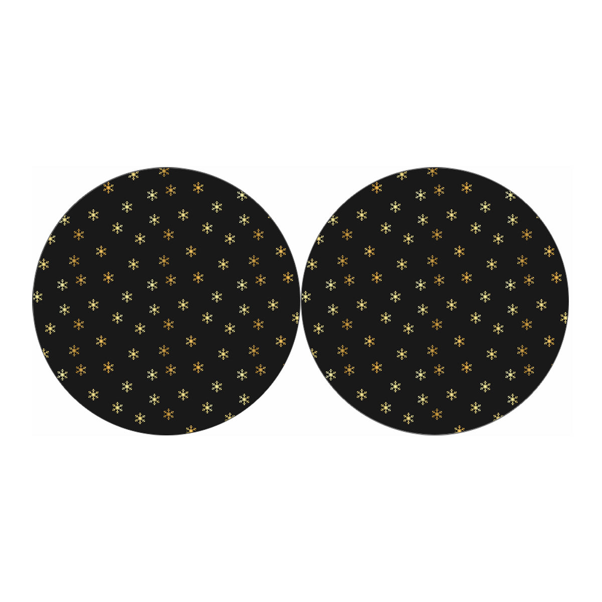 Black And Gold Snowflake Pattern Print Car Coasters