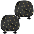 Black And Gold Snowflake Pattern Print Car Headrest Covers