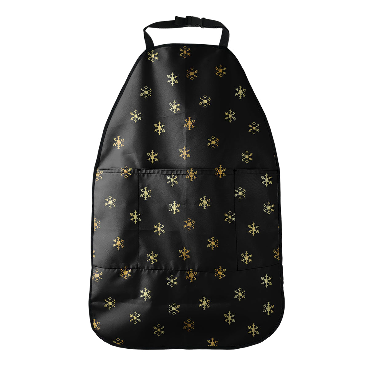 Black And Gold Snowflake Pattern Print Car Seat Organizers
