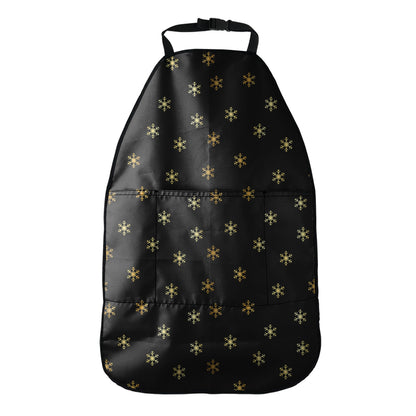 Black And Gold Snowflake Pattern Print Car Seat Organizers