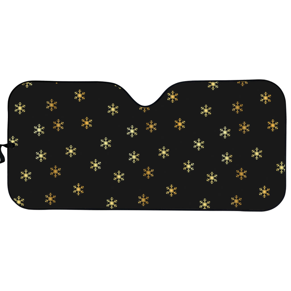 Black And Gold Snowflake Pattern Print Car Sun Shade