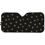 Black And Gold Snowflake Pattern Print Car Sun Shade