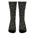 Black And Gold Snowflake Pattern Print Crew Socks