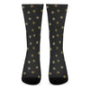 Black And Gold Snowflake Pattern Print Crew Socks