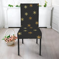 Black And Gold Snowflake Pattern Print Dining Chair Slipcover