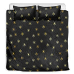 Black And Gold Snowflake Pattern Print Duvet Cover Bedding Set