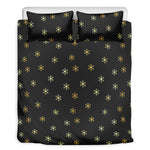 Black And Gold Snowflake Pattern Print Duvet Cover Bedding Set