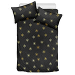 Black And Gold Snowflake Pattern Print Duvet Cover Bedding Set