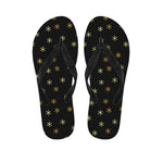 Black And Gold Snowflake Pattern Print Flip Flops