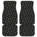 Black And Gold Snowflake Pattern Print Front and Back Car Floor Mats
