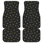 Black And Gold Snowflake Pattern Print Front and Back Car Floor Mats