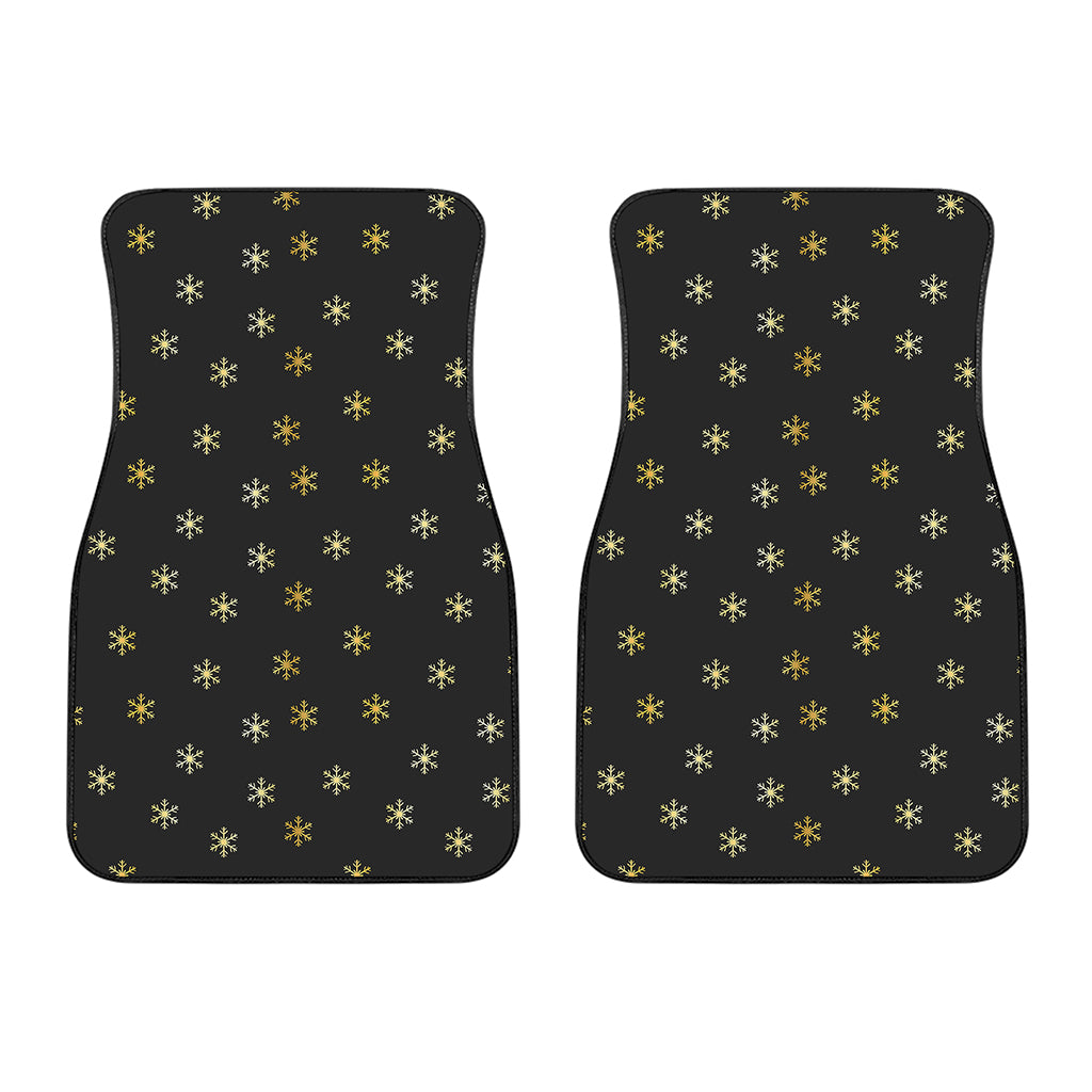 Black And Gold Snowflake Pattern Print Front Car Floor Mats
