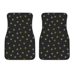 Black And Gold Snowflake Pattern Print Front Car Floor Mats
