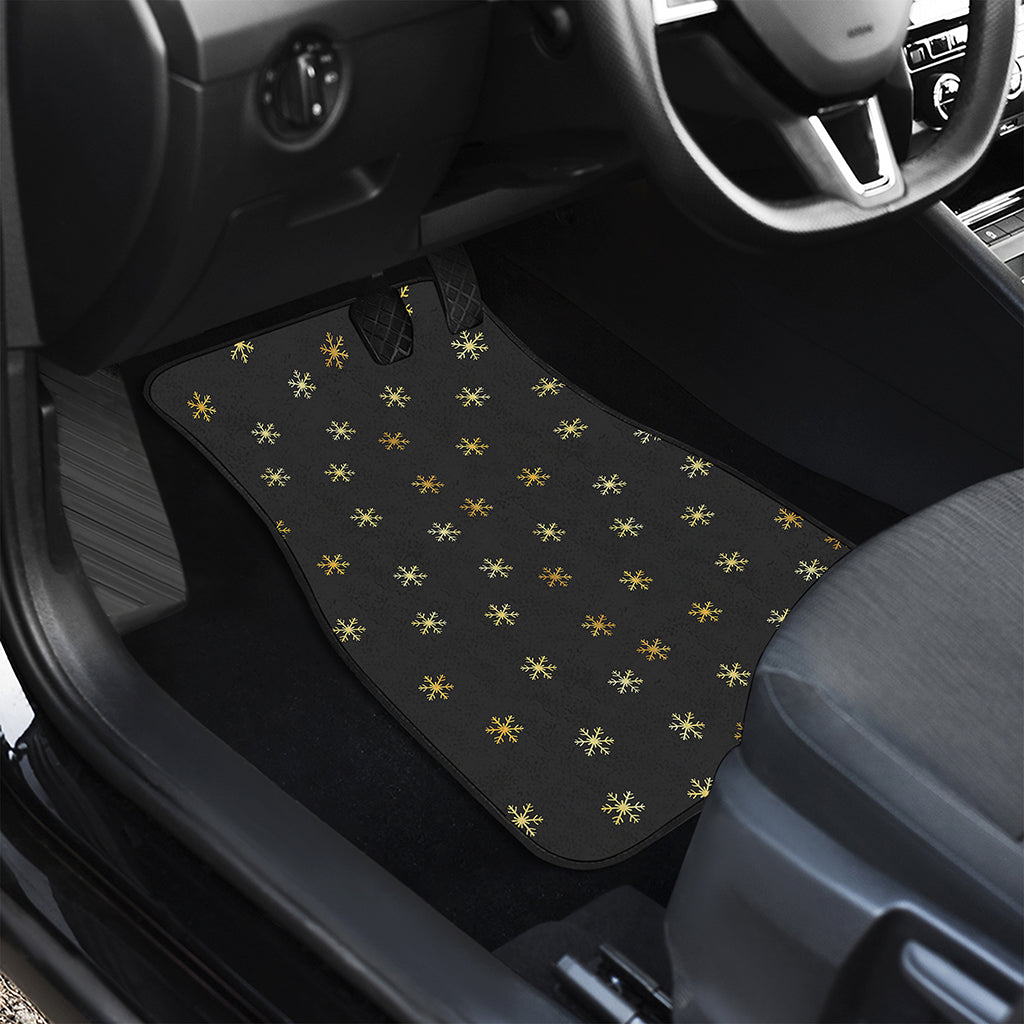 Black And Gold Snowflake Pattern Print Front Car Floor Mats