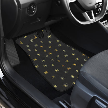 Black And Gold Snowflake Pattern Print Front Car Floor Mats