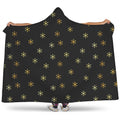 Black And Gold Snowflake Pattern Print Hooded Blanket
