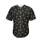 Black And Gold Snowflake Pattern Print Men's Baseball Jersey