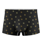 Black And Gold Snowflake Pattern Print Men's Boxer Briefs