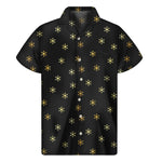 Black And Gold Snowflake Pattern Print Men's Short Sleeve Shirt