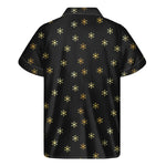 Black And Gold Snowflake Pattern Print Men's Short Sleeve Shirt