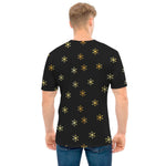 Black And Gold Snowflake Pattern Print Men's T-Shirt