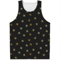 Black And Gold Snowflake Pattern Print Men's Tank Top