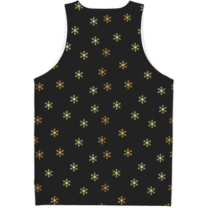 Black And Gold Snowflake Pattern Print Men's Tank Top
