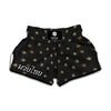 Black And Gold Snowflake Pattern Print Muay Thai Boxing Shorts