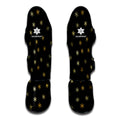 Black And Gold Snowflake Pattern Print Muay Thai Shin Guards