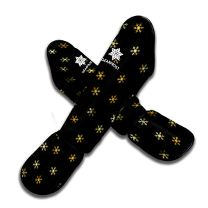 Black And Gold Snowflake Pattern Print Muay Thai Shin Guard