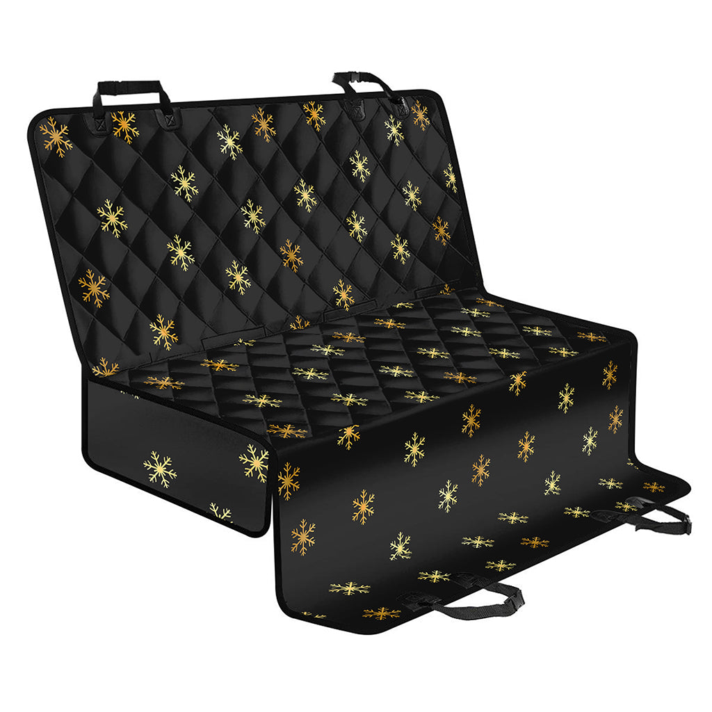 Black And Gold Snowflake Pattern Print Pet Car Back Seat Cover