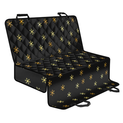 Black And Gold Snowflake Pattern Print Pet Car Back Seat Cover