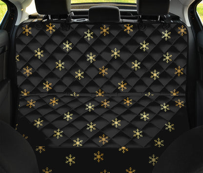 Black And Gold Snowflake Pattern Print Pet Car Back Seat Cover