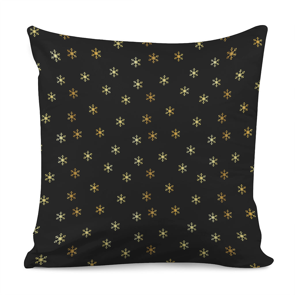 Black And Gold Snowflake Pattern Print Pillow Cover