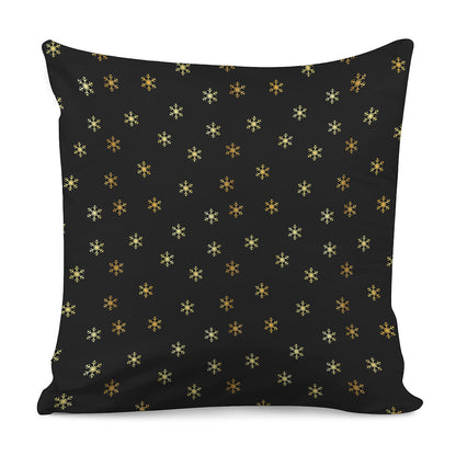 Black And Gold Snowflake Pattern Print Pillow Cover