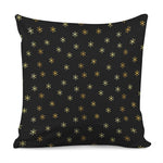 Black And Gold Snowflake Pattern Print Pillow Cover