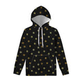 Black And Gold Snowflake Pattern Print Pullover Hoodie